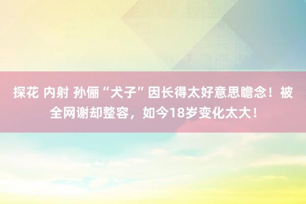 探花 内射 孙俪“犬子”因长得太好意思瞻念！被全网谢却整容，如今18岁变化太大！