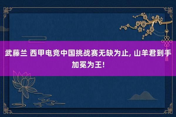 武藤兰 西甲电竞中国挑战赛无缺为止, 山羊君到手加冕为王!