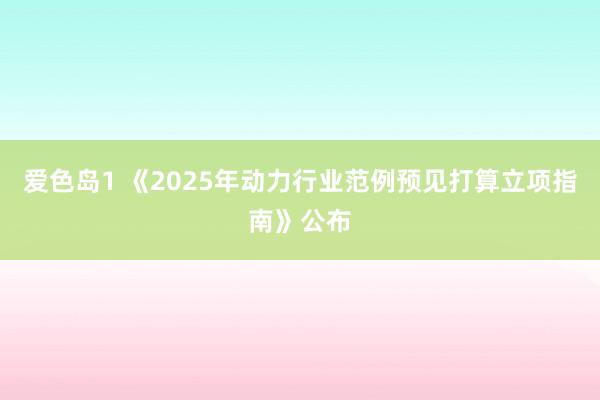 爱色岛1 《2025年动力行业范例预见打算立项指南》公布
