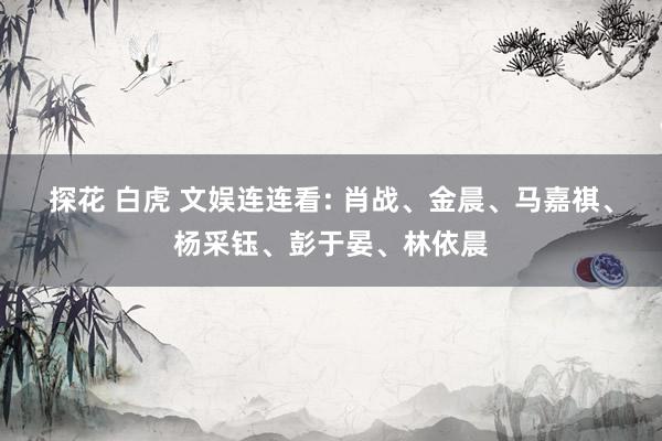 探花 白虎 文娱连连看: 肖战、金晨、马嘉祺、杨采钰、彭于晏、林依晨