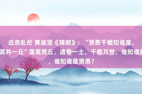 近亲乱伦 黄庭坚《晴朗》：“贤愚千载知谁是，满眼蓬蒿共一丘”蓬蒿荒丘，遗骨一土，千载万世，谁知谁是贤愚？