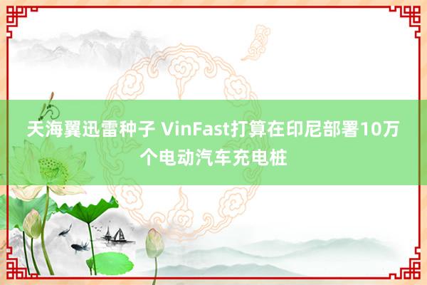 天海翼迅雷种子 VinFast打算在印尼部署10万个电动汽车充电桩